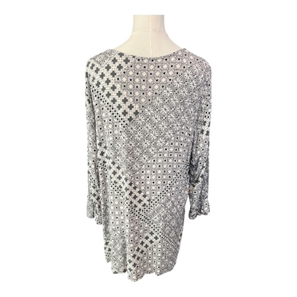 🆕 👚 NWOT CROFT & BARROW Women’s Geometric Floral 3/4 Sleeve Blouse | Size 1X - Picture 5 of 9